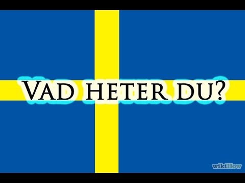 Drapeau suédois où est écrit "Vad heter du ?"