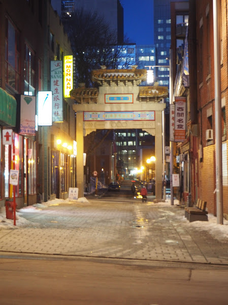 Chinatown à Montréal, peu de neige